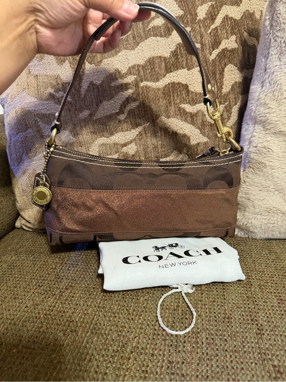 Coach Brown Signature Small Shoulder Bag